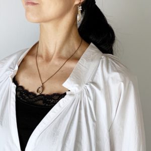 Kasumi grass & June birthstone "Freshwater Pearl" hoop earrings