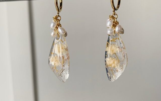 New Accessories "Kasumi Grass & June Birthstone "Freshwater Pearl" Hoop Earrings"