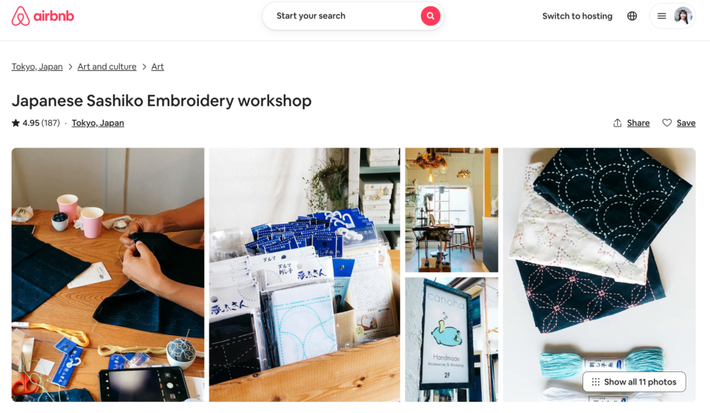 Japanese Sashiko Embroidery workshop on Airbnb experience